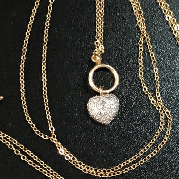 18" 14 Kt Gold Vermeil Cable Chain Toggle Necklace with Heart pendant - Picture 2 of 16